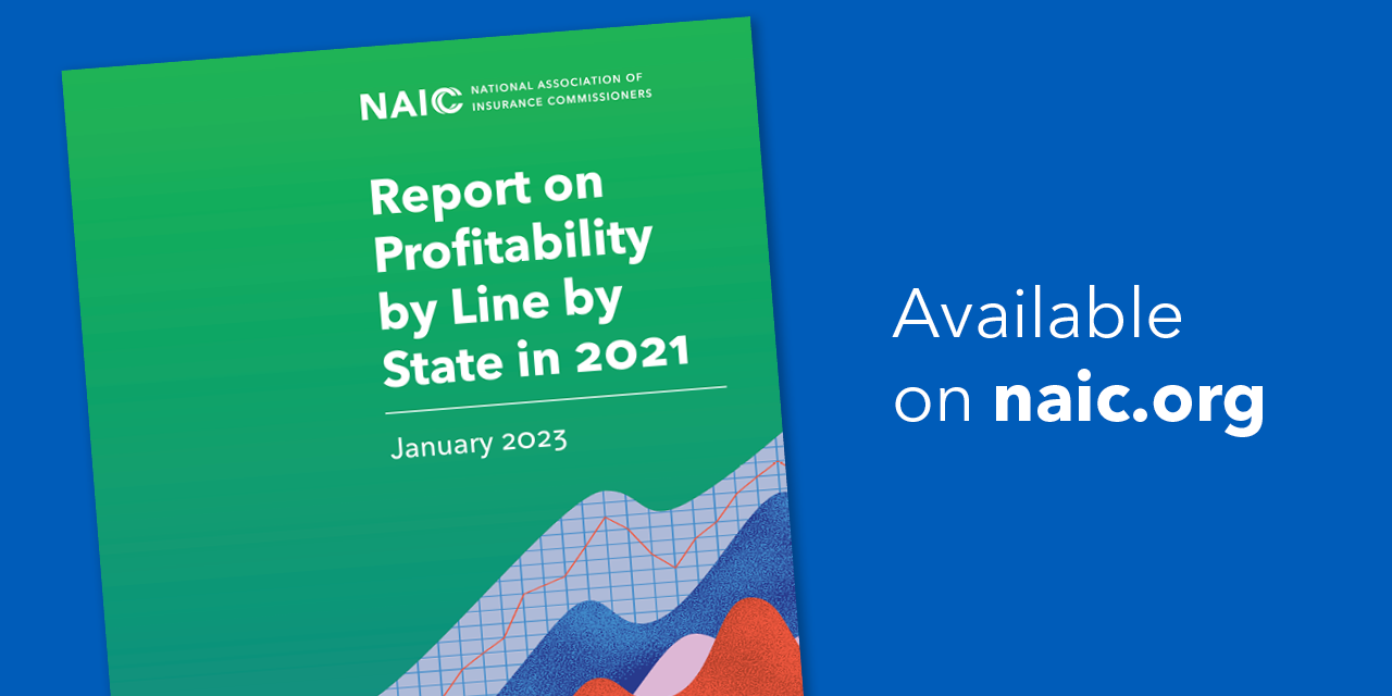 Green cover of the "Report on Profitability by Line by State in 2021" on a blue background