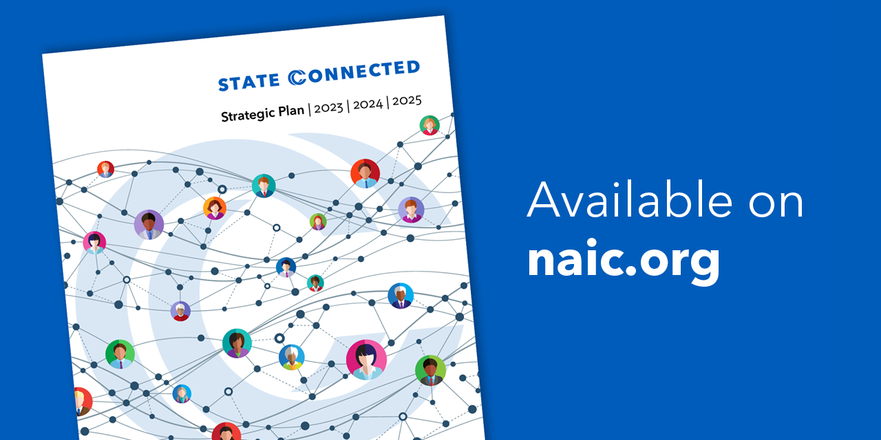 Cover of State Connected plan on blue background
