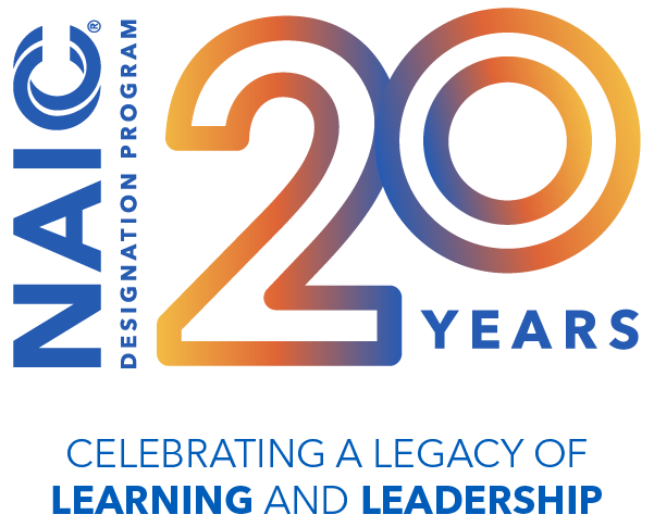 Logo:  20 Years NAIC Designation Program - Celebrating a Legacy of Learning and Leadership