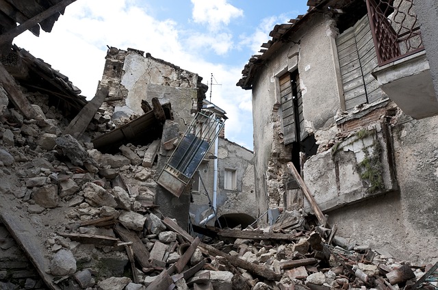 Earthquake building rubble