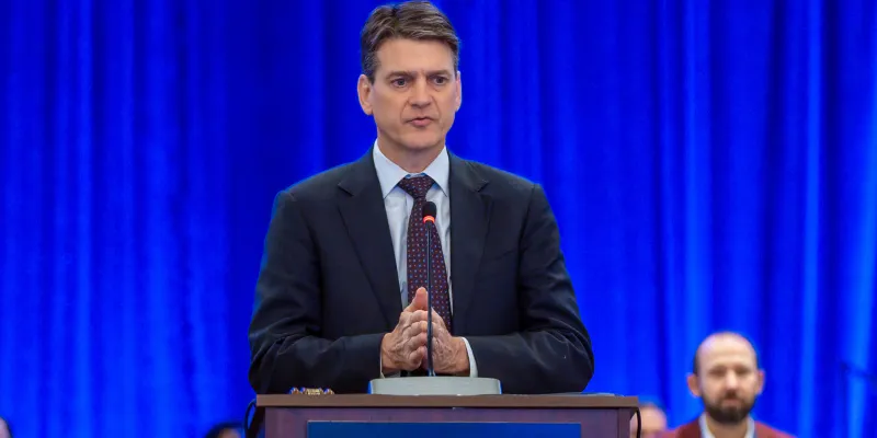 NAIC President and Virginia Insurance Commissioner Scott A. White delivers the keynote address at the NAIC 2026 Spring National Meeting.