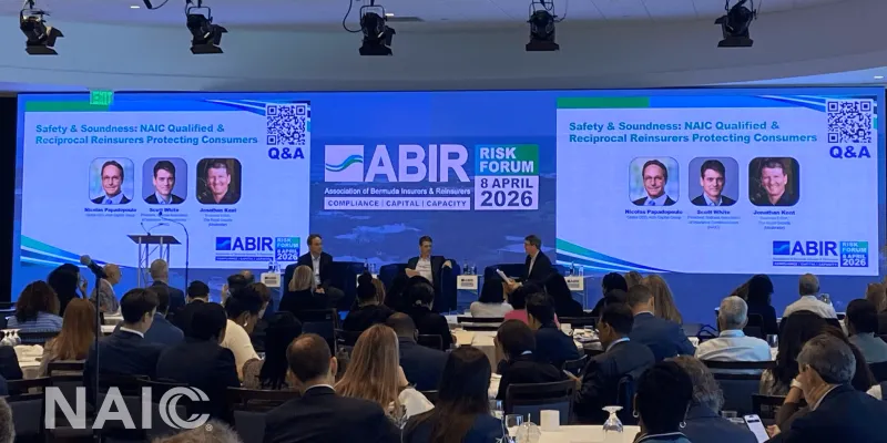 Virginia Insurance Commissioner and NAIC President Scott A. White speaks on a panel during the Association of Bermuda Insurers and Reinsurers' (ABIR) Risk Forum in April 2026.