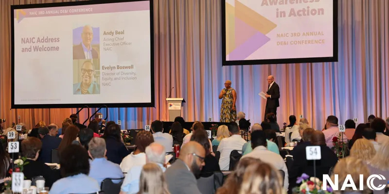 NAIC DE&I Director Evelyn Boswell and NAIC Acting CEO Andy Beal Help Kick off the 2023 NAIC DE&I Conference