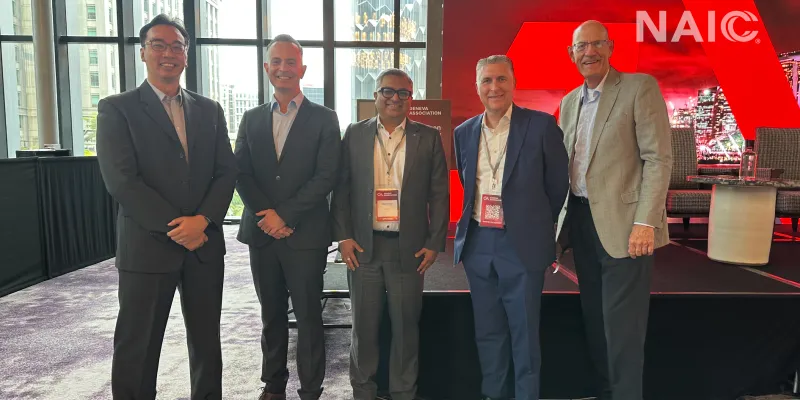 Iowa Insurance Division Commissioner Doug Ommen with fellow panelists at the Geneva Association's 2025 Programme on Regulation and Supervision (PROGRES) in Singapore