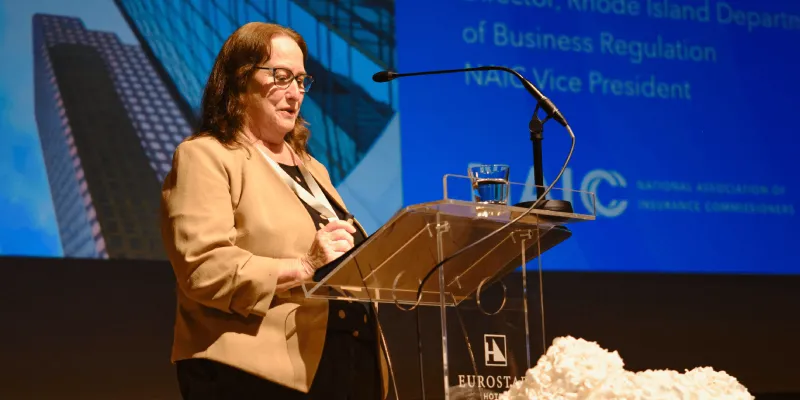 Rhode Island Department of Business Regulation Director and NAIC Vice President Elizabeth Kelleher Dwyer speaks to the 10th Jubilee Insurance Conference in Ljubljana, Slovenia, on Sept. 11.