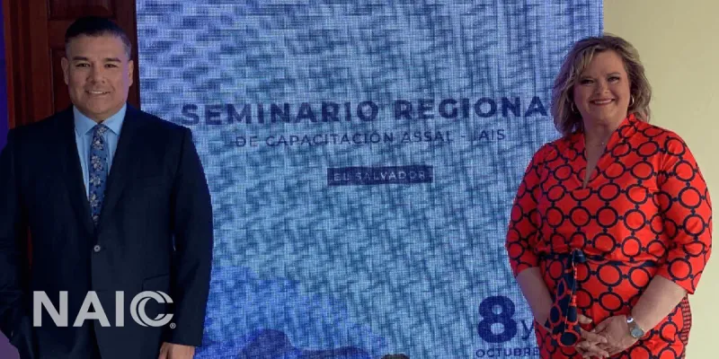 On October 8-9, 2025, Missouri Department of Commerce and Insurance Director and NAIC Innovation, Cybersecurity, and Technology (H) Committee Co-Vice Chair Angela L. Nelson and California Insurance Commissioner and NAIC Climate and Resiliency (EX) Task Force Co-Chair Ricardo Lara participated in the Association of Insurance Supervisors of Latin America (ASSAL) Regional Training Seminar in San Salvador, El Salvador.