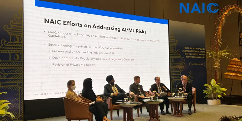 Hawaii Insurance Commissioner Gordon Ito speaks during the Organization for Economic Co-operation and Development (OECD) - Indonesian Financial Services Authority (OJK) Roundtable on Leveraging Technology for Risk Assessment and Risk Reduction in Insurance.