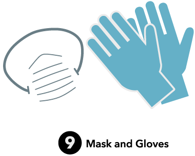 Mask and latex gloves
